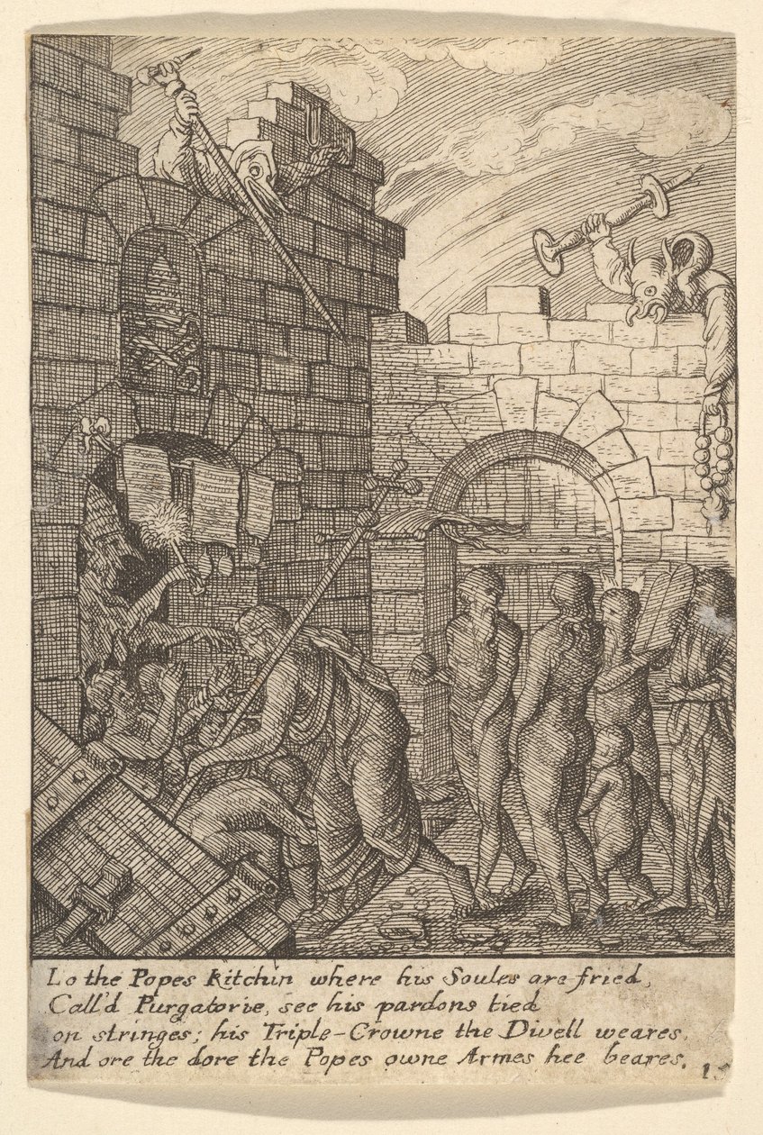 Nedstigning till helvetet, 1625-77. av Wenceslaus Hollar