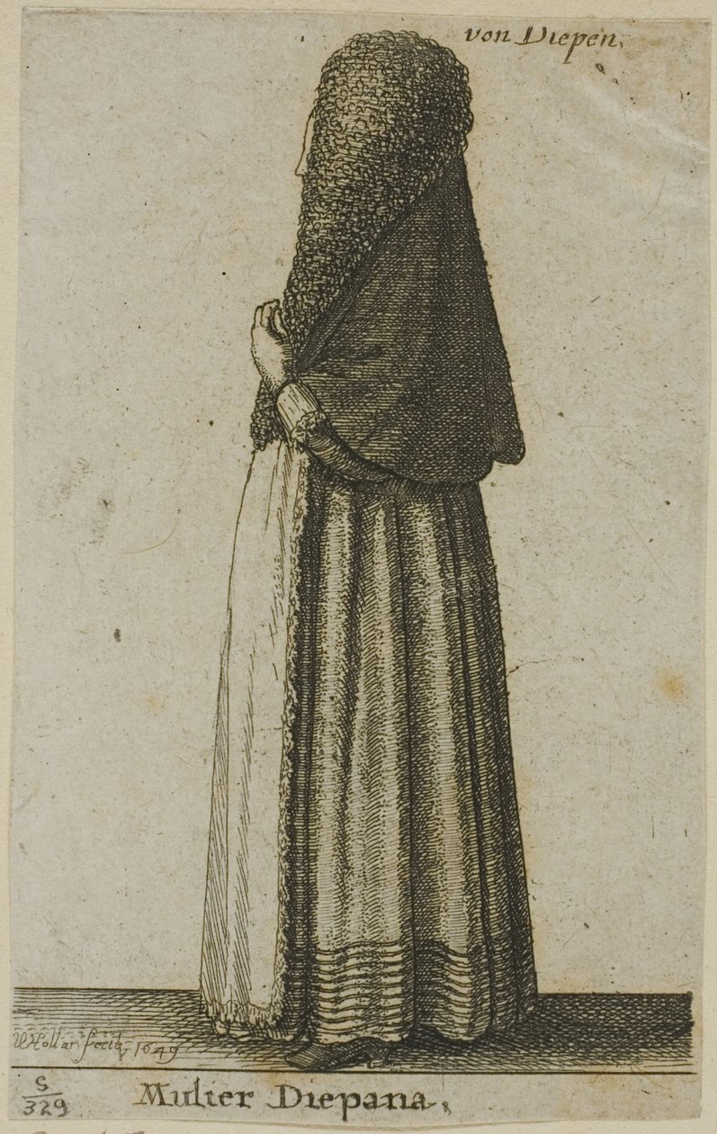 Dieppe kvinna av Wenceslaus Hollar