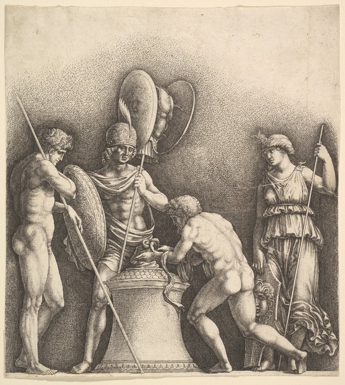 Fyra klassiska figurer hednisk offer, 1638. av Wenceslaus Hollar