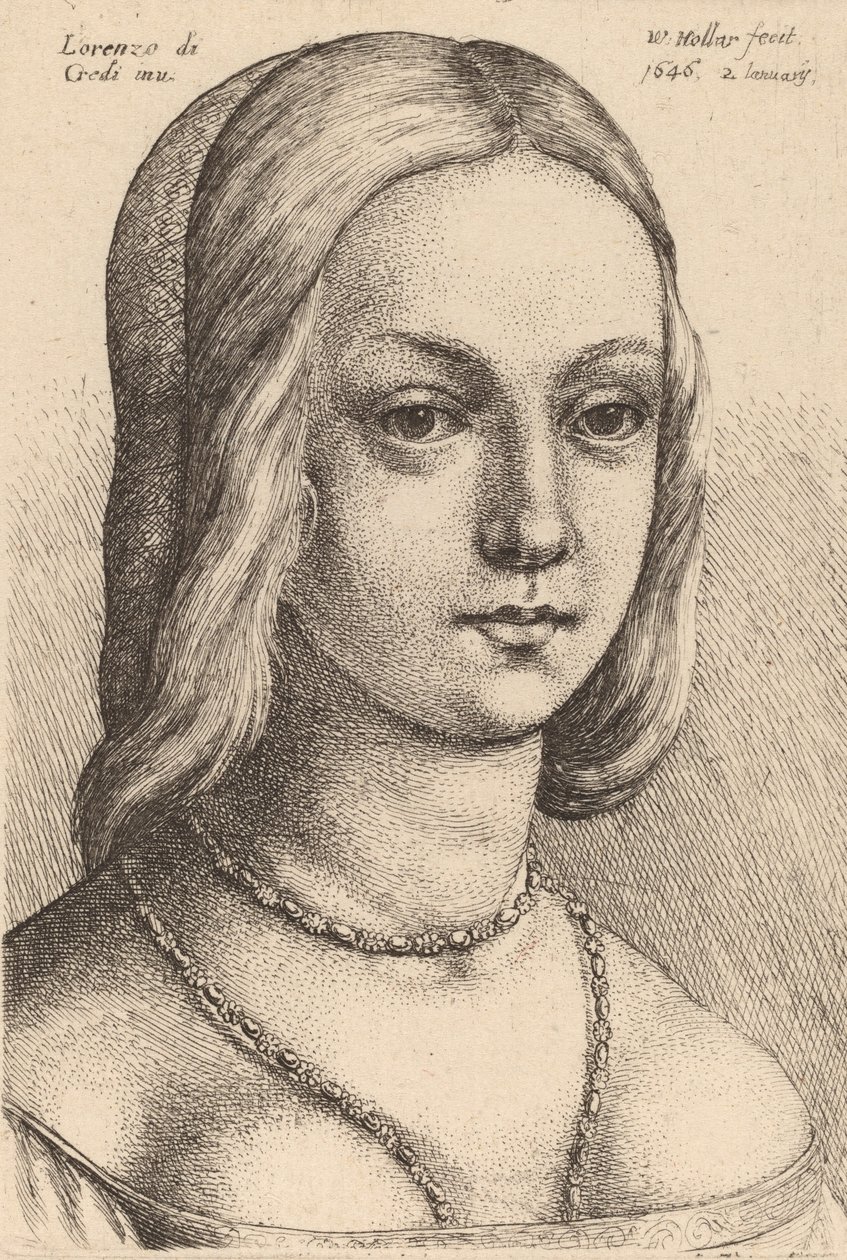 Chef för kvinnan ser rätt. av Wenceslaus Hollar