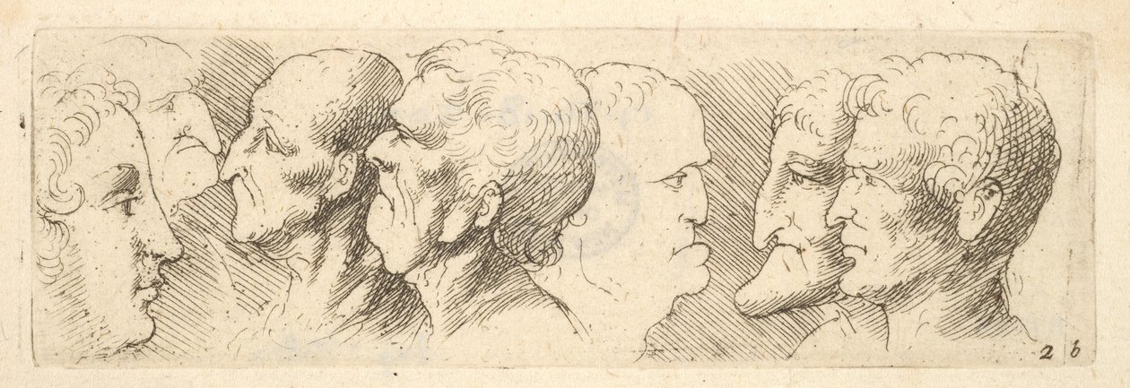 Huvudstudier, 1625-77 av Wenceslaus Hollar