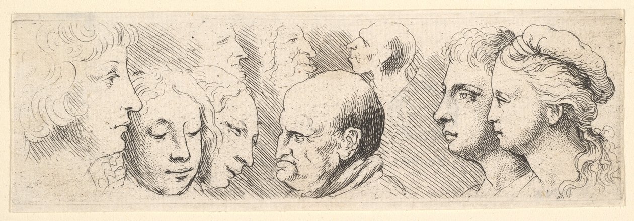 Huvudstudier, 1644-52. av Wenceslaus Hollar