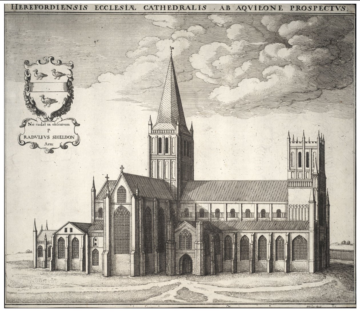 Herefords katedral av Wenceslaus Hollar
