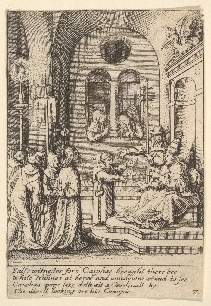 Jesus igen inför Kaifas, 1625-77. av Wenceslaus Hollar