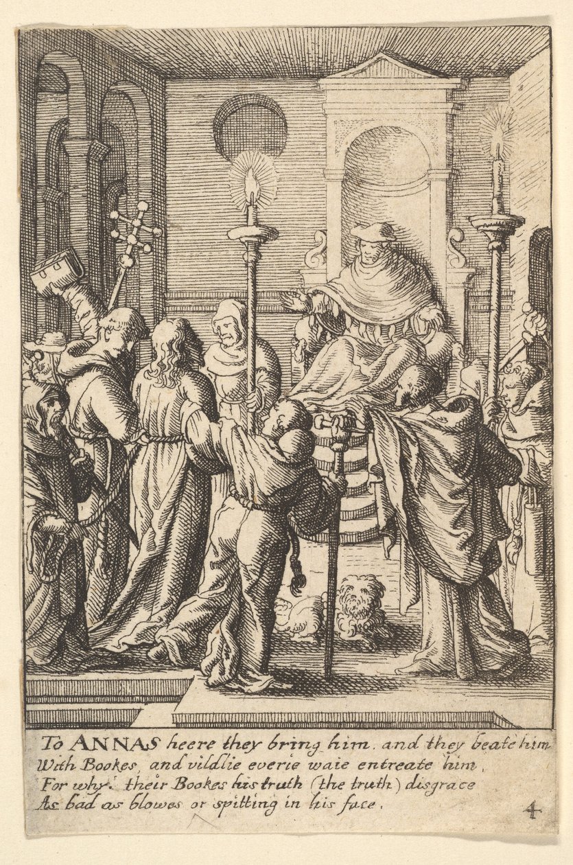 Jesus före Annas, 1625-77. av Wenceslaus Hollar