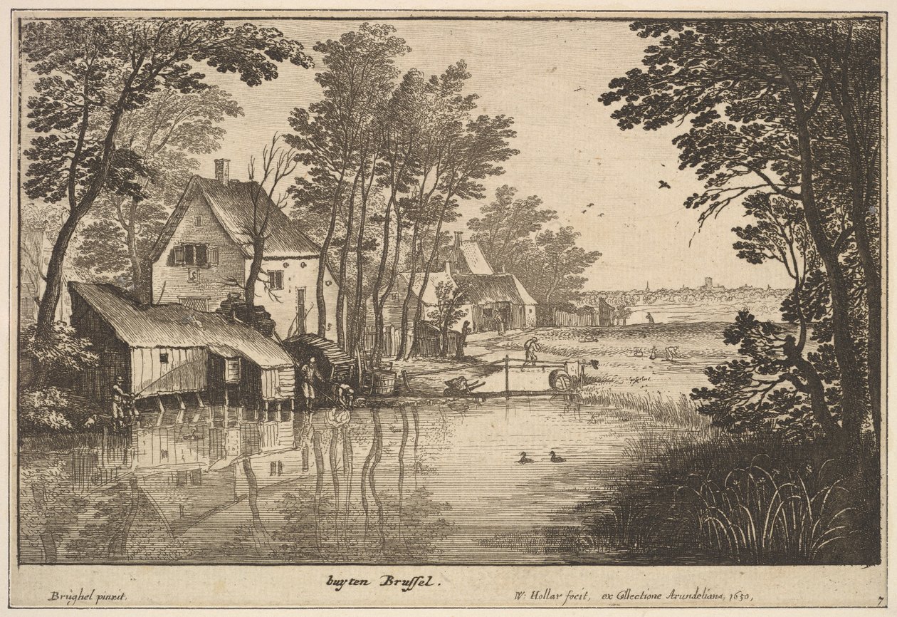 Landskap med en fiskare, 1650. av Wenceslaus Hollar