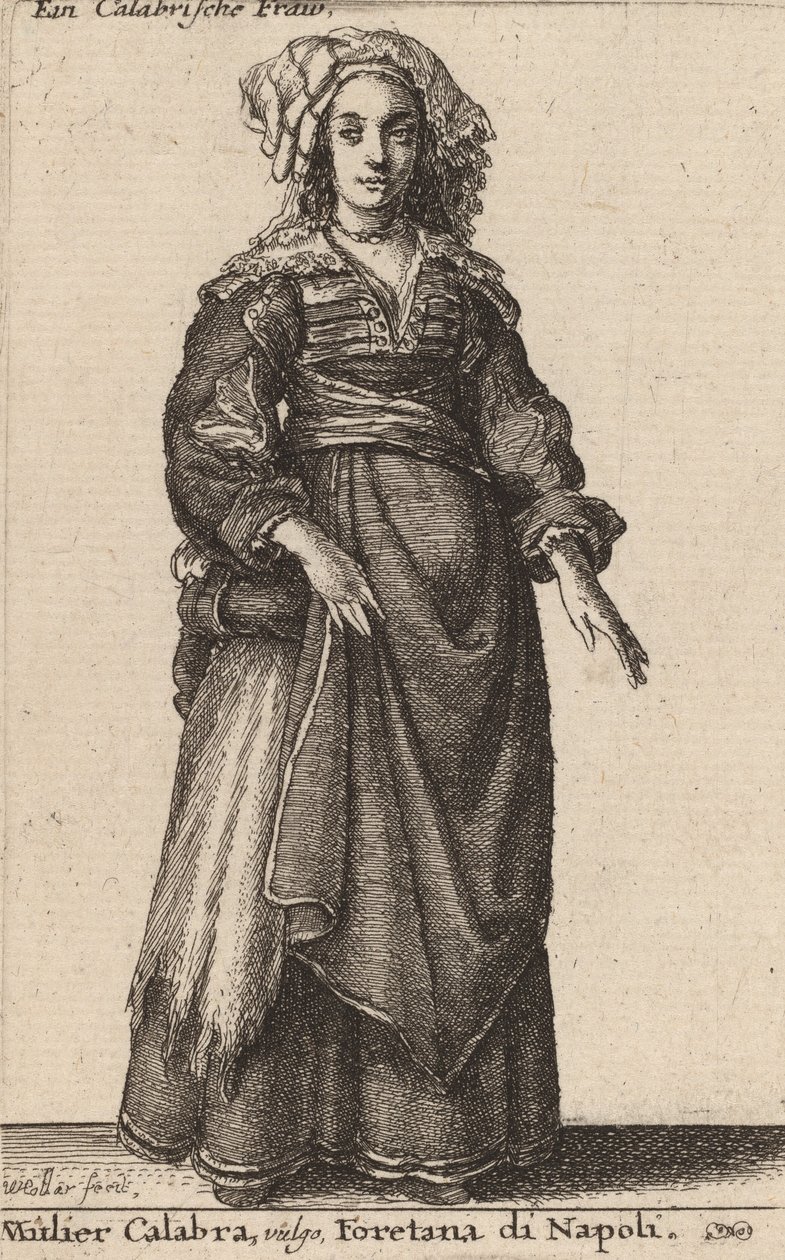 Mulier Calabra, Vulgo, Foretana från Neapel. av Wenceslaus Hollar