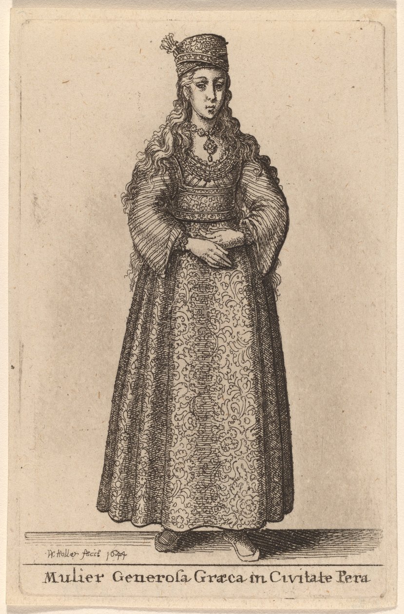 En generös grekisk kvinna i staden Pera av Wenceslaus Hollar