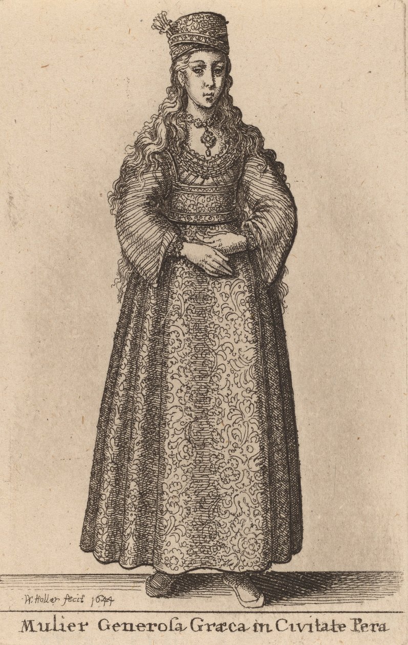 En generös grekisk kvinna i staden Pera, 1644. av Wenceslaus Hollar