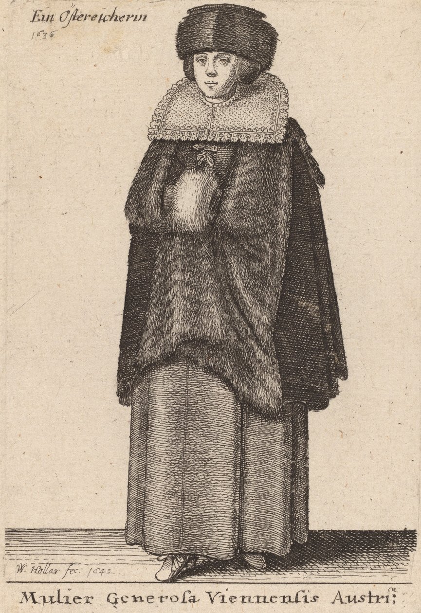 Den generösa kvinnan i södra Wien, 1642. av Wenceslaus Hollar
