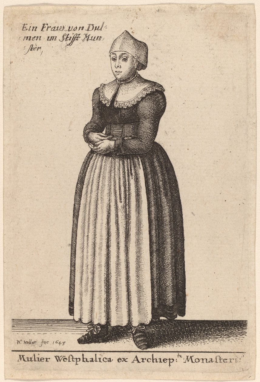 En Westfalsk kvinna från Archiepklostret av Wenceslaus Hollar
