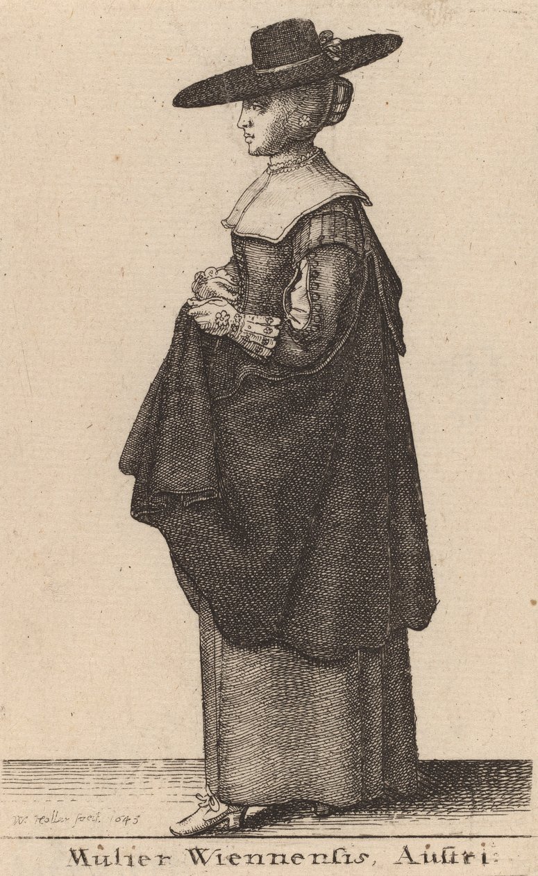 Kvinnan i Wien, Österrike, 1643. av Wenceslaus Hollar