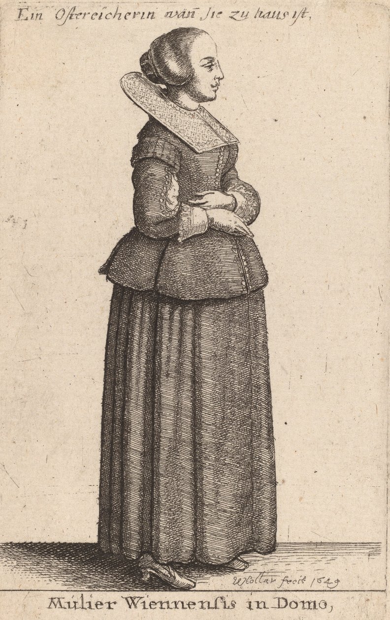 En kvinna från Wien hemma, 1649. av Wenceslaus Hollar