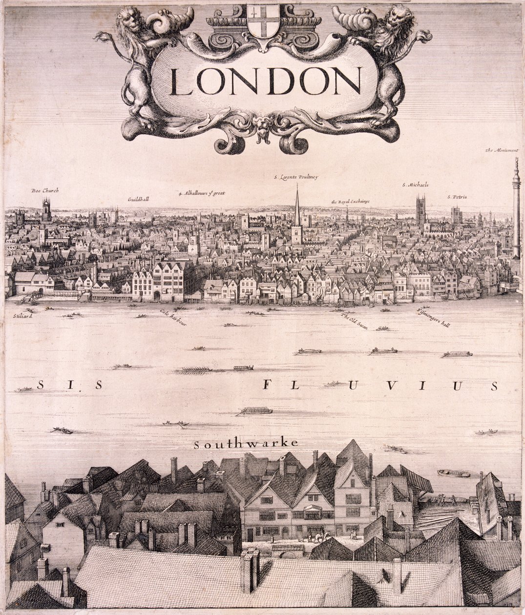 Panoramautsikt över London, c1670 av Wenceslaus Hollar