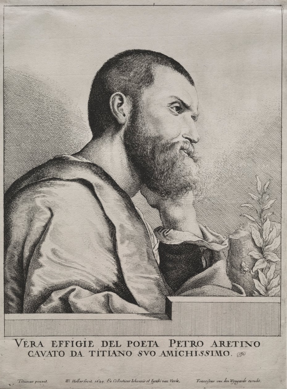 Porträtt av Pietro Aretino, 1649. av Wenceslaus Hollar