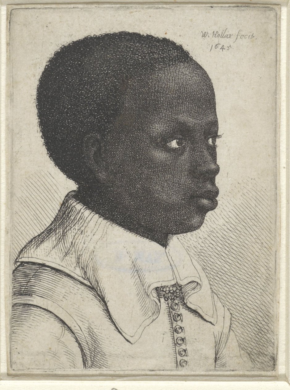 Porträtt av en svart pojke, 1645 av Wenceslaus Hollar