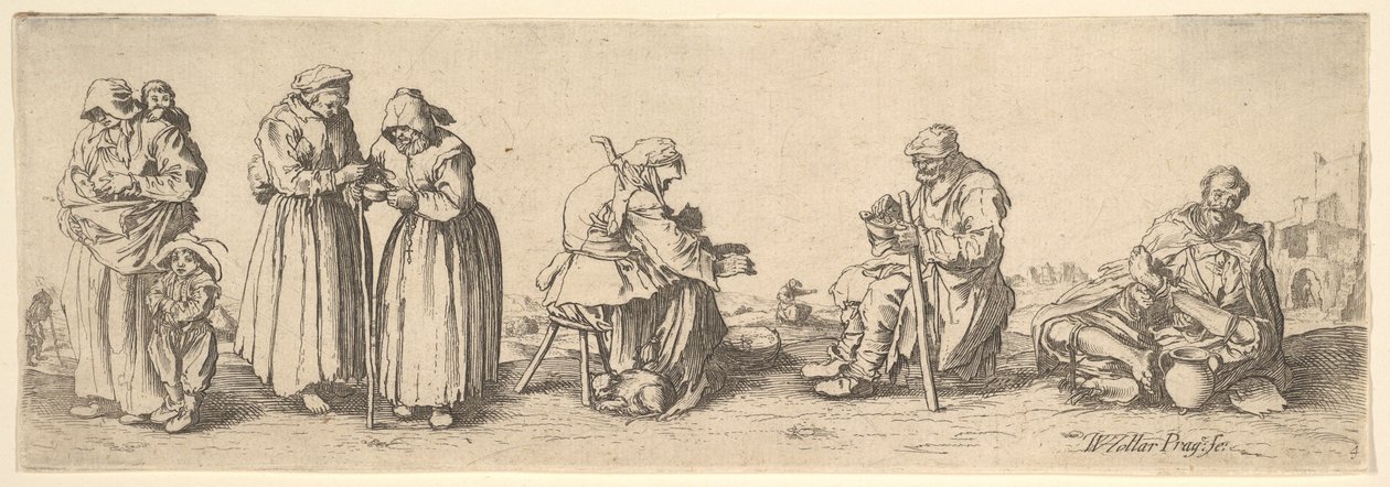 Sex tiggare, män och kvinnor, 1630. av Wenceslaus Hollar