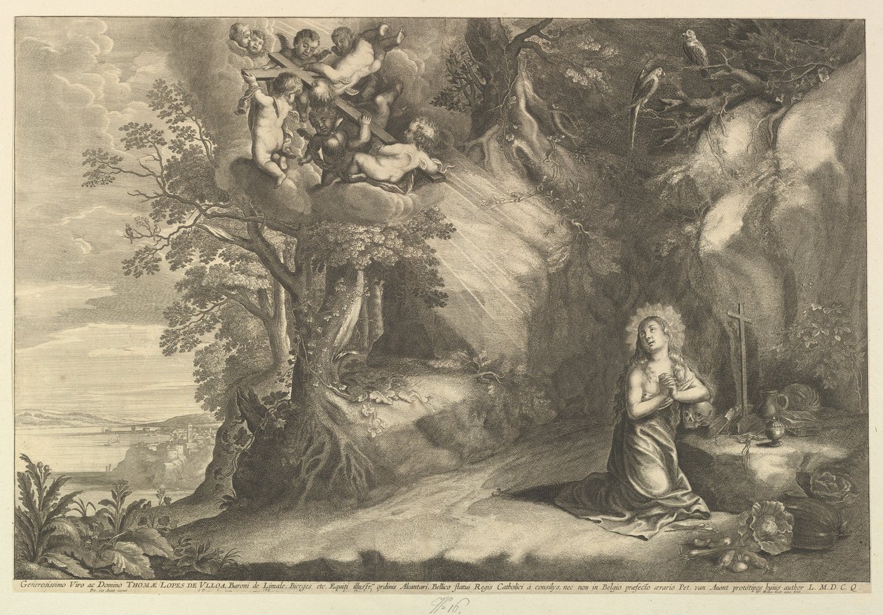 Den knästående Magdalen, 1625-77. av Wenceslaus Hollar