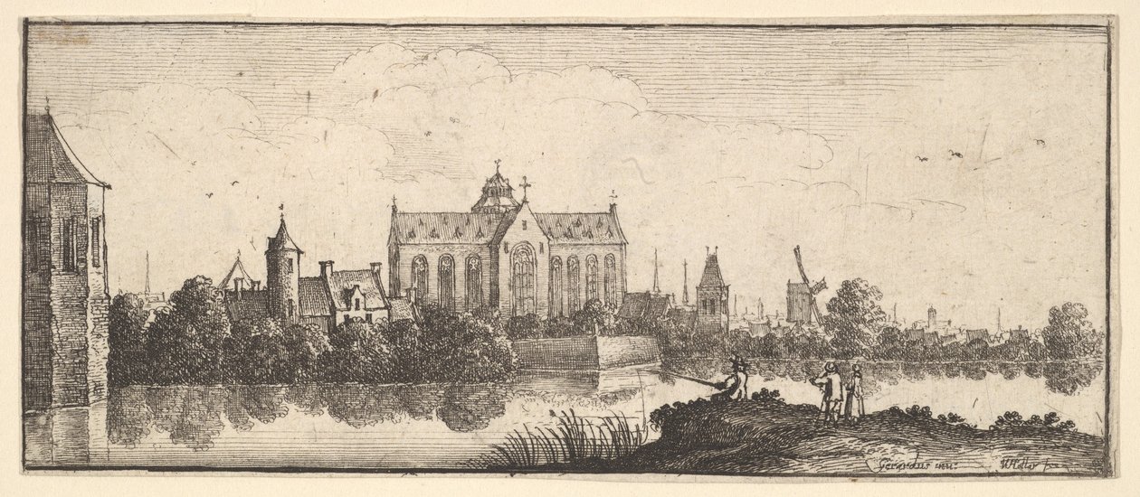 Kyrkan vid vattnet, 1625-77. av Wenceslaus Hollar
