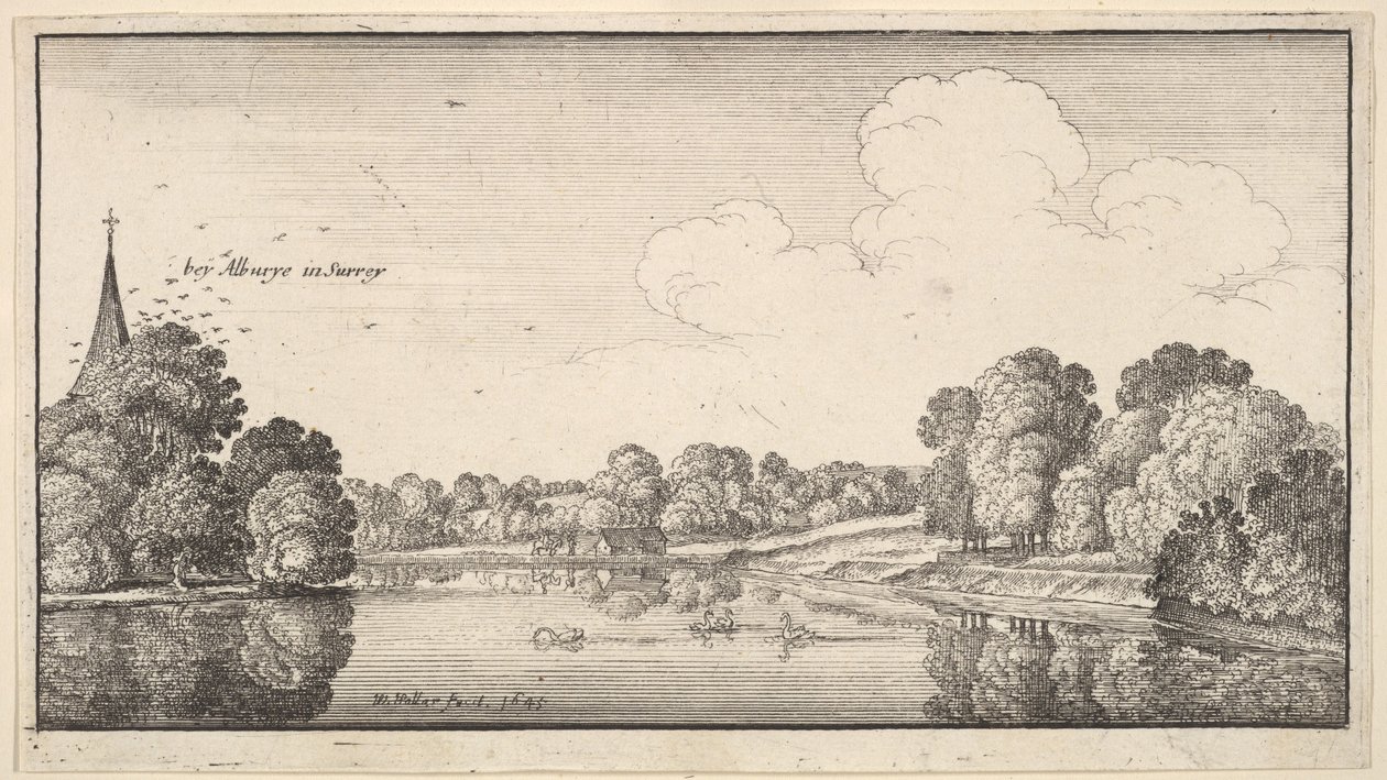 Utsikt över landsbygden nära Albury, Surrey, 1645. av Wenceslaus Hollar