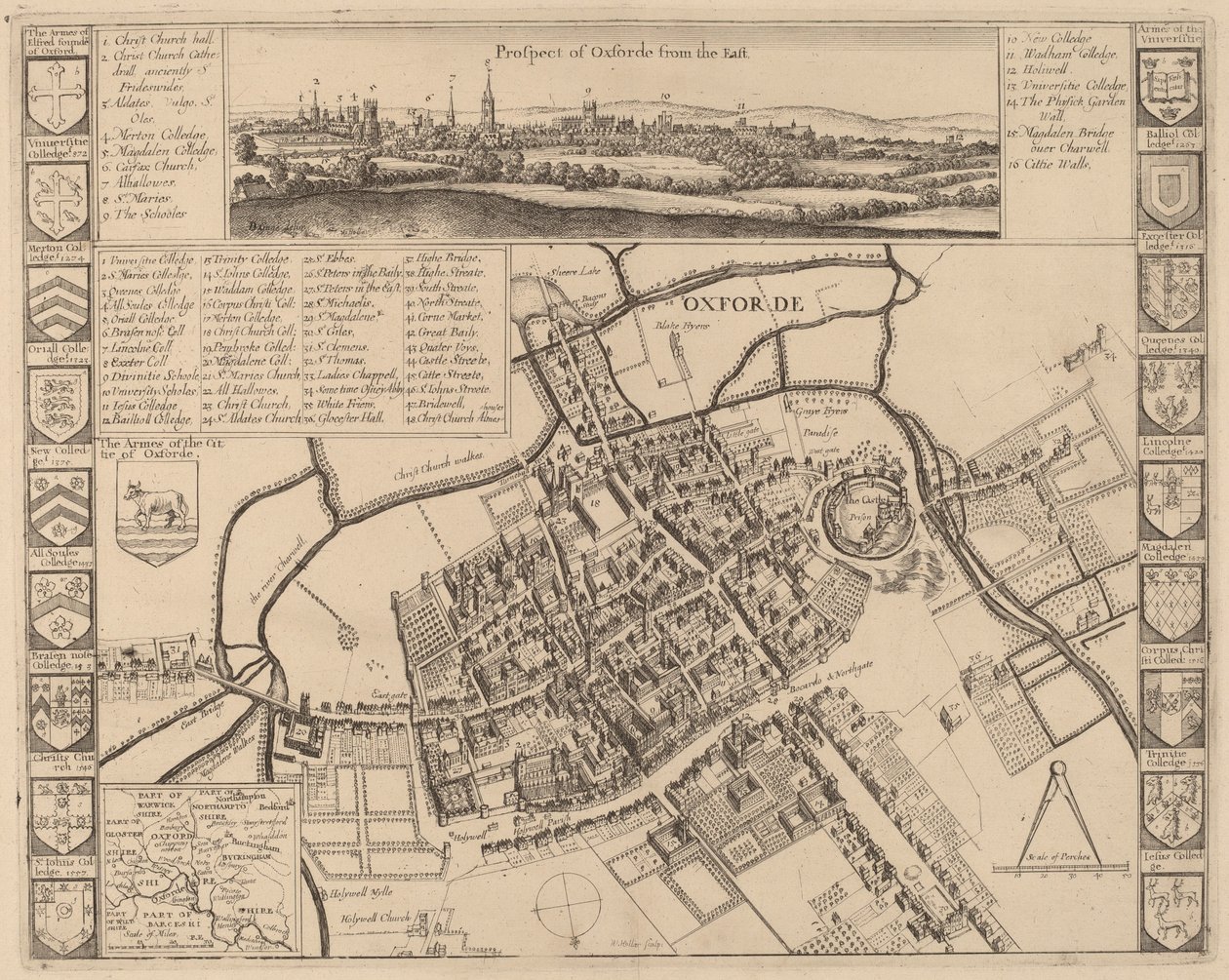 Prospekt av Oxford av Wenceslaus Hollar after D. Gage