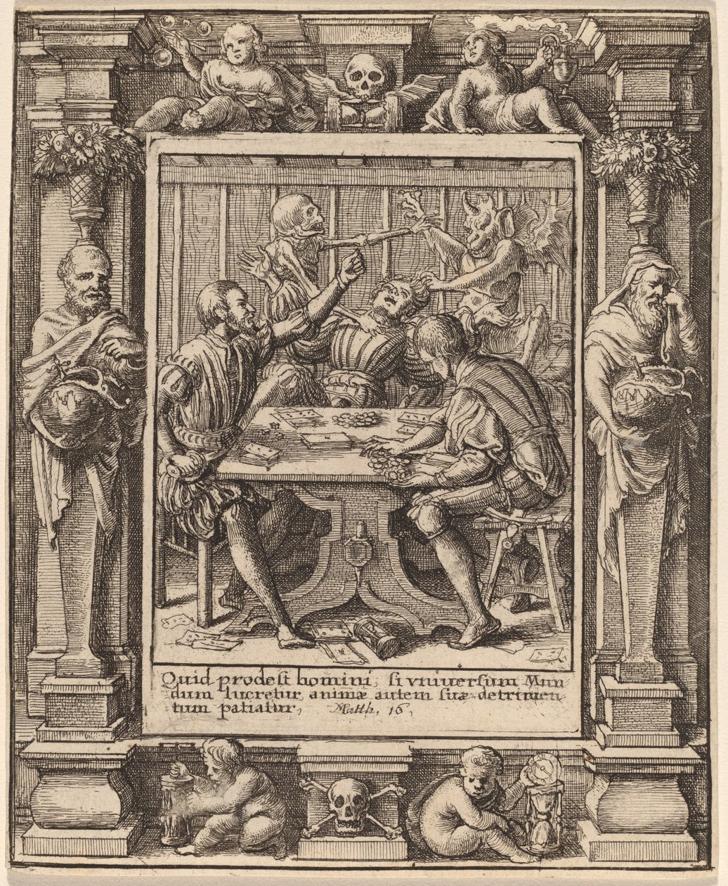 Spelare av Wenceslaus Hollar after Hans Holbein the Younger after Abraham van Diepenbeeck