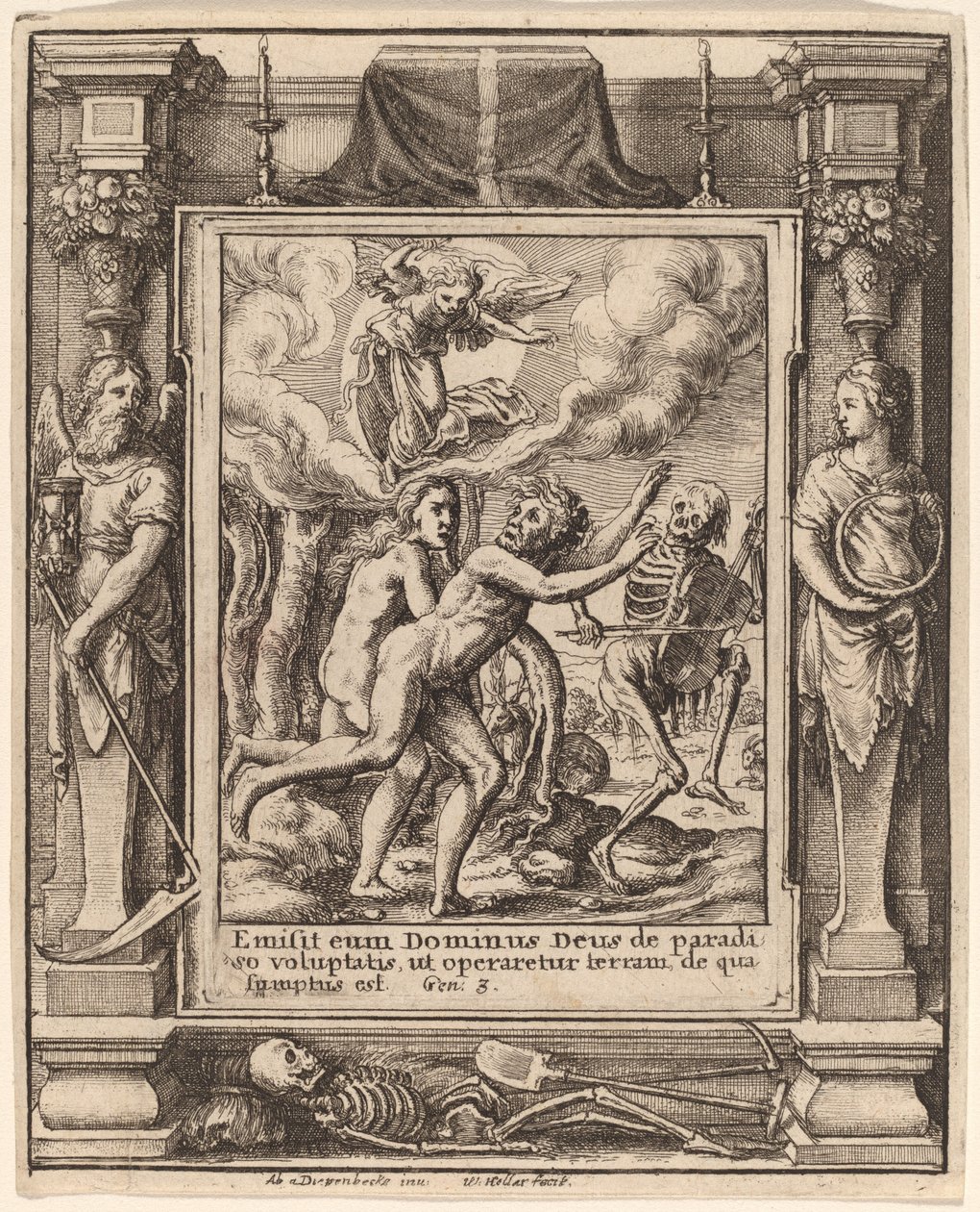 förlorade paradiset av Wenceslaus Hollar after Hans Holbein the Younger after Abraham van Diepenbeeck