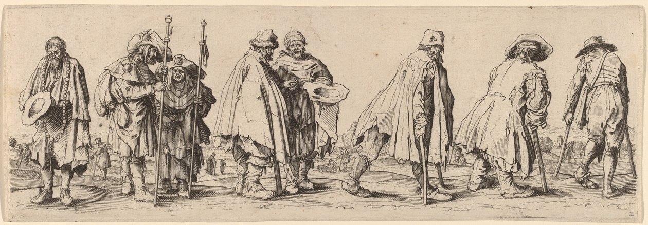 Åtta tiggare av Wenceslaus Hollar after Jacques Callot