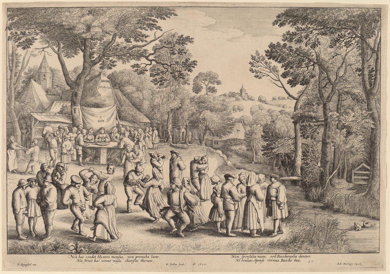 Rustik bröllopsdans av Wenceslaus Hollar after Jan Brueghel the Elder