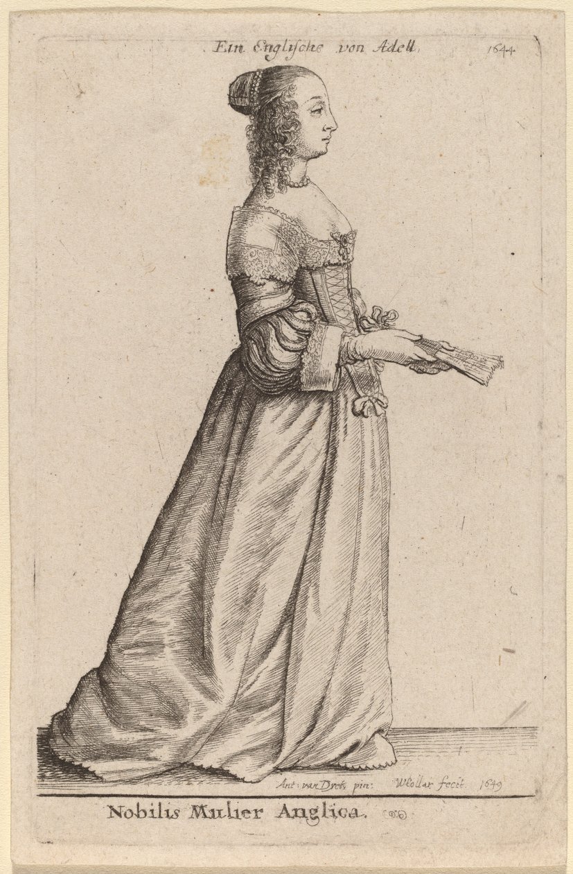 En ädel engelsk kvinna av Wenceslaus Hollar after Sir Anthony van Dyck