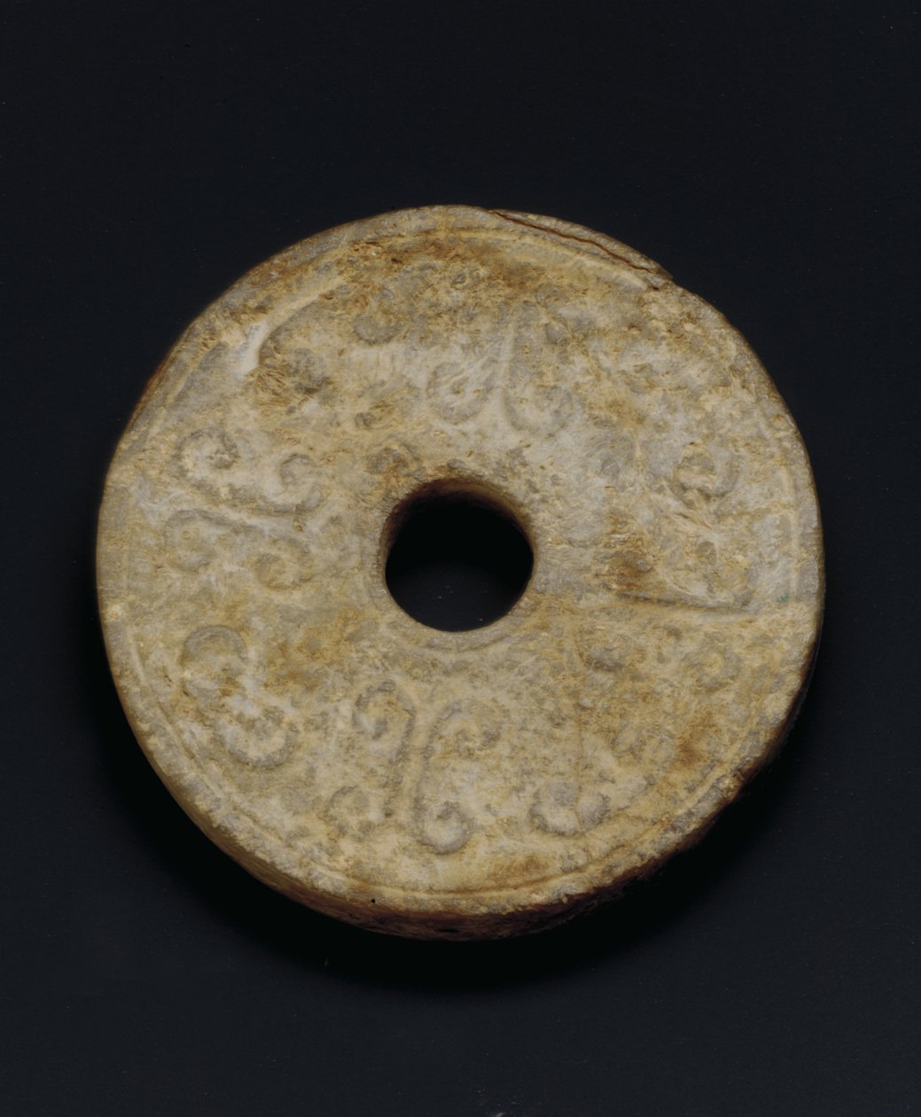 Disk (serpentin) av Western Han Dynasty Chinese School