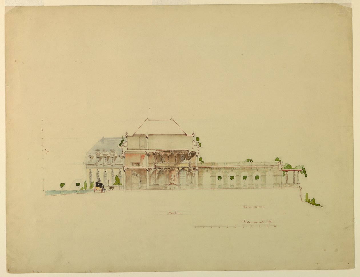 Studie för Clubhouse of the Golf Club of Newport av Whitney Warren