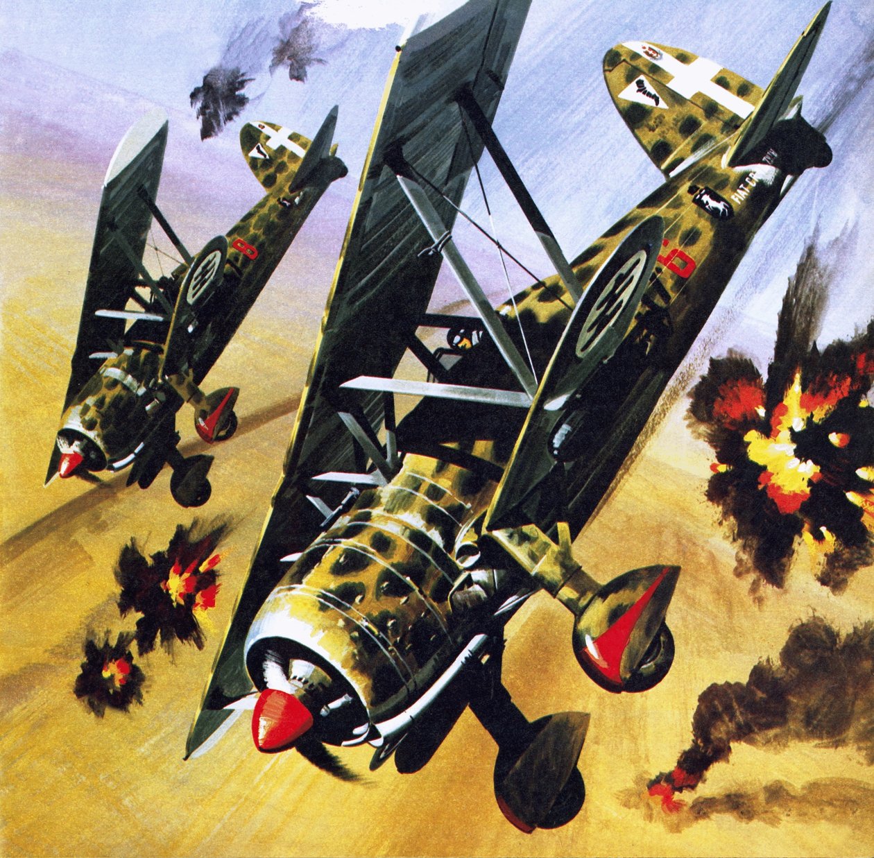 Två Fiat CR 42 av Wilf (20th century) Hardy