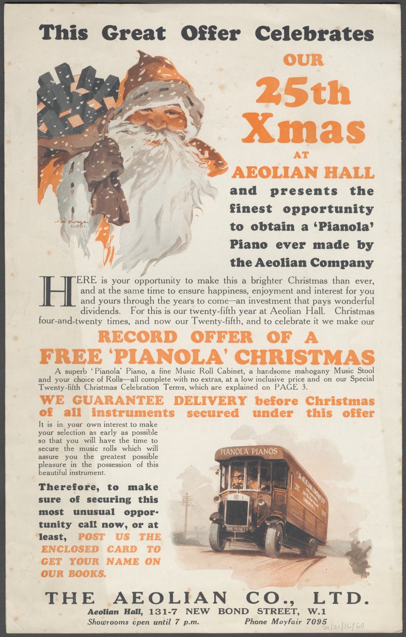 Aeolian Company Pianolas, 1920-talet av Wilfred Fryer