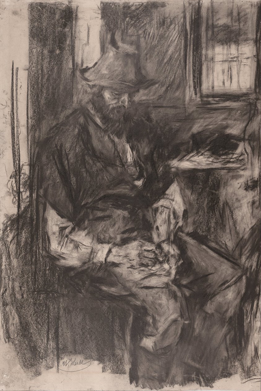 Farmer at a Table, Stuffing His Pipe, 1894 av Wilhelm Maria Hubertus Leibl