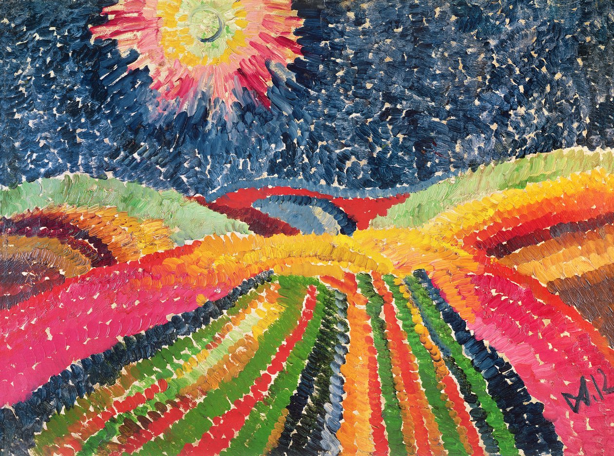 The Path, 1912 (olja på kartong) av Wilhelm Morgner