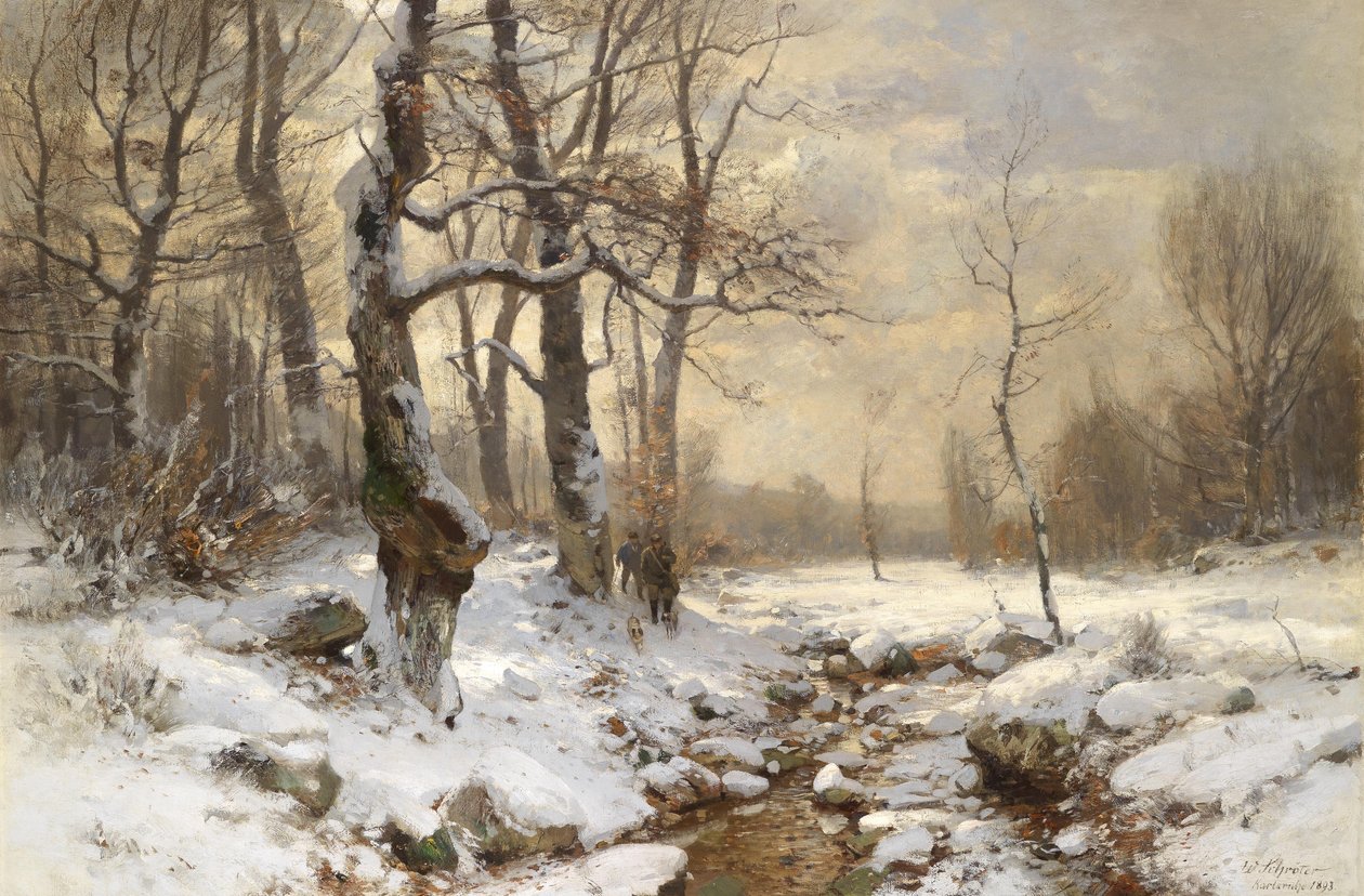 Jägare i vinterskogen av Wilhelm Schröter