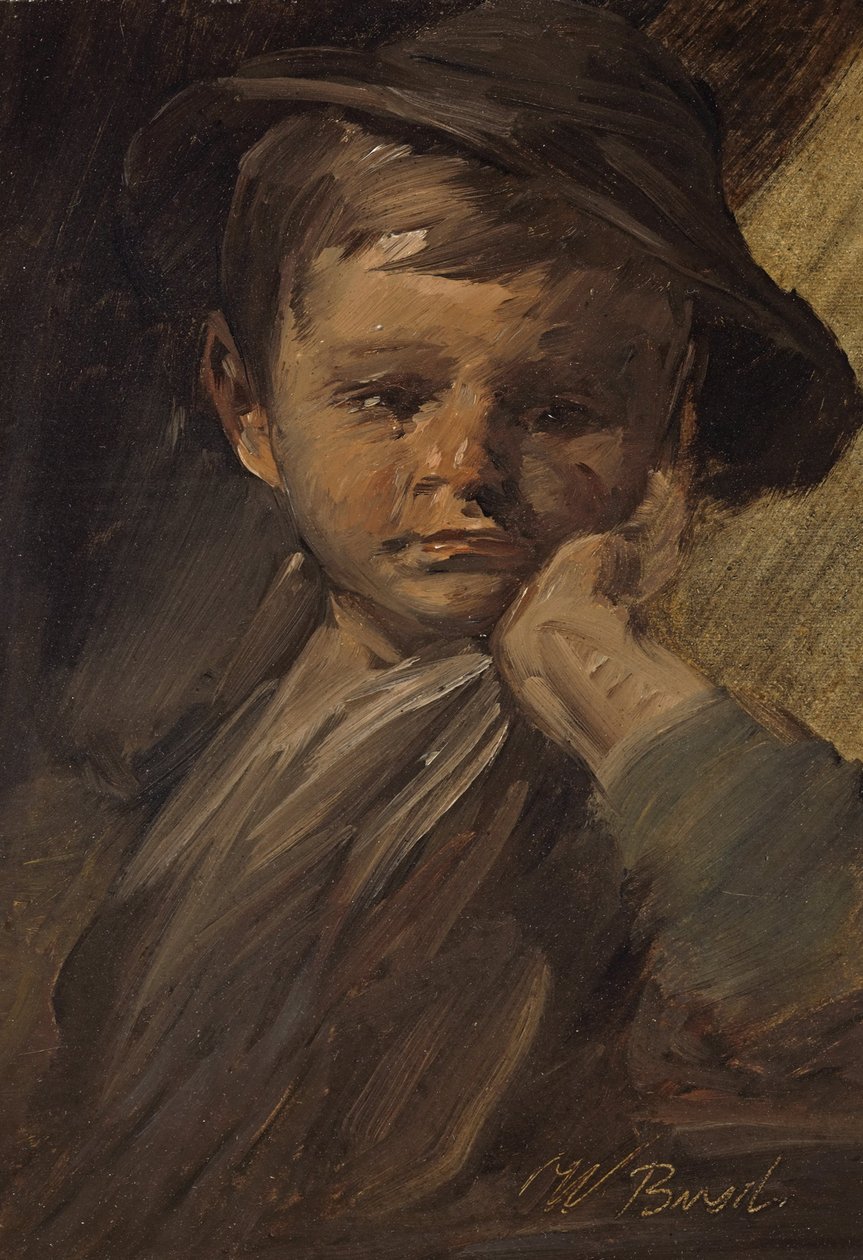 Porträtt av en pojke med en stor hatt av Wilhelm Busch