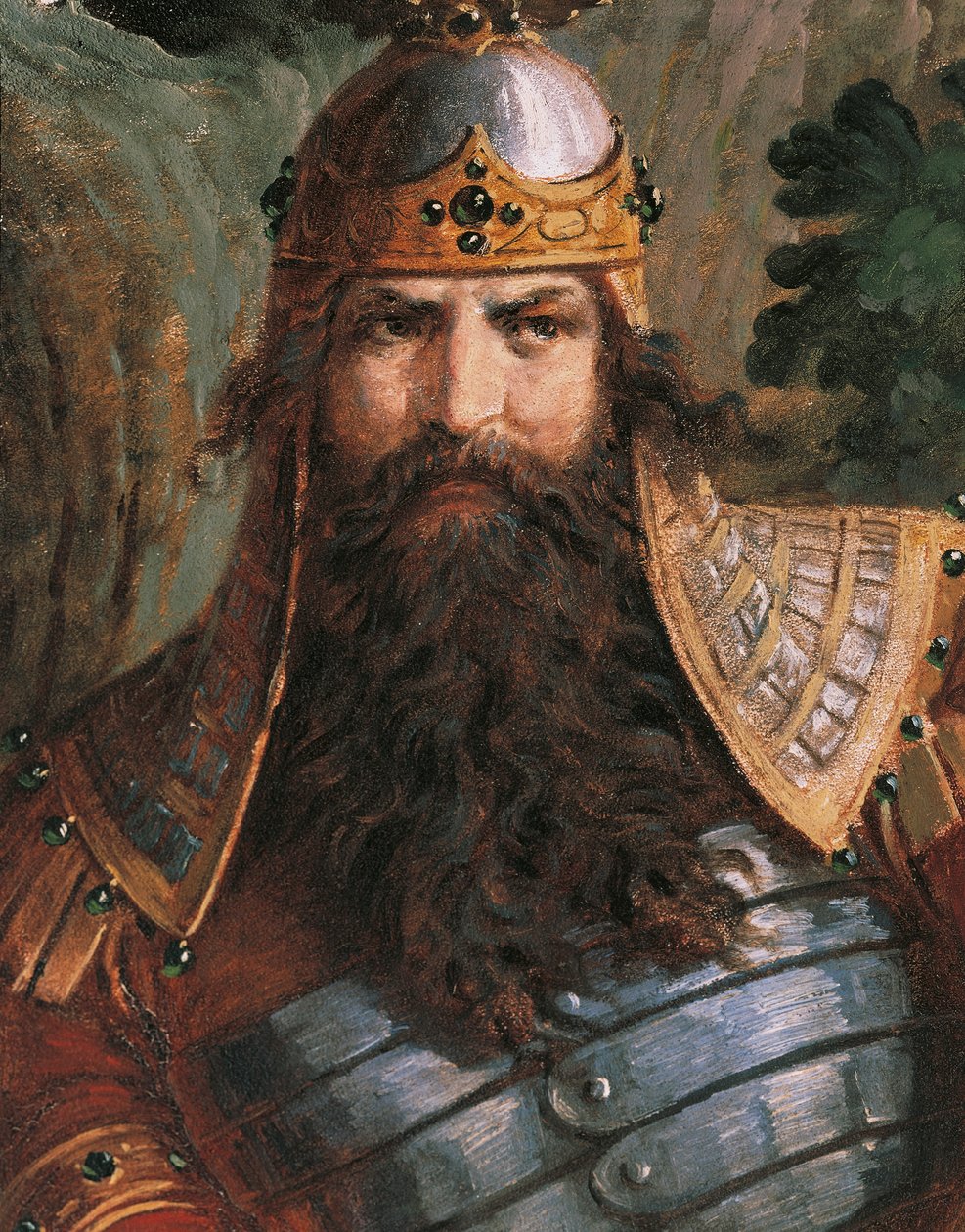 Gunther, kung av Bourgogne, ca 1882-83 (väggmålning) av Wilhelm Hauschild