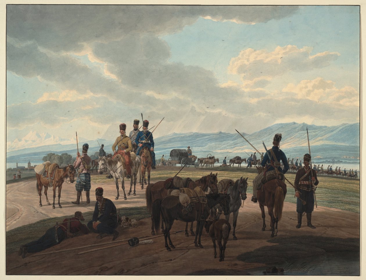 Ryska kosacker i mars 1804 av Wilhelm Kobell Ritter von