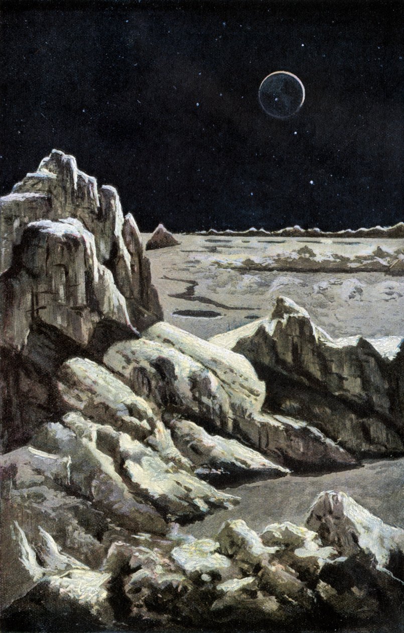 Månlandskap, ca 1880 (gravyr) av Wilhelm Kranz