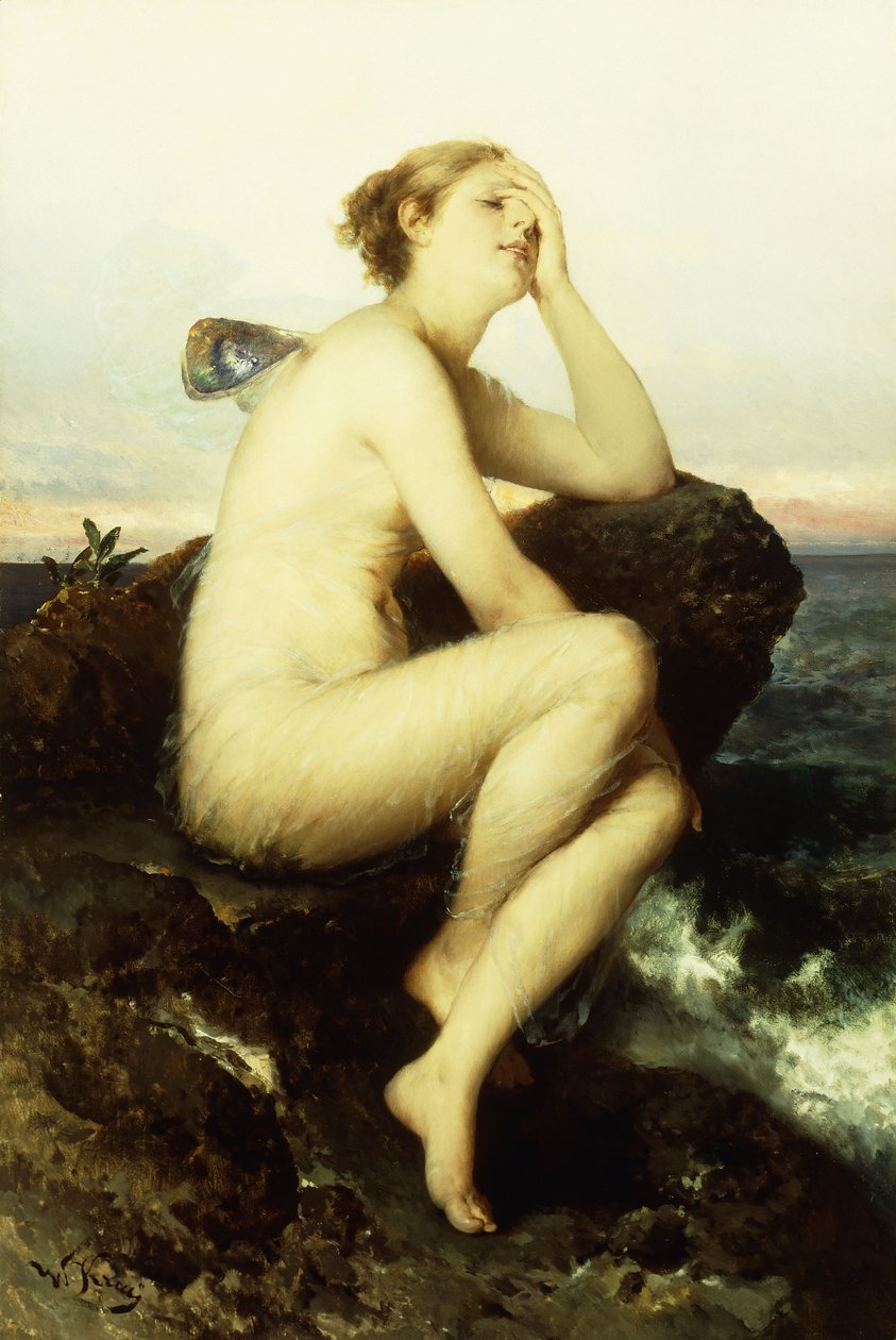 En nymf vid havet, av Wilhelm Kray