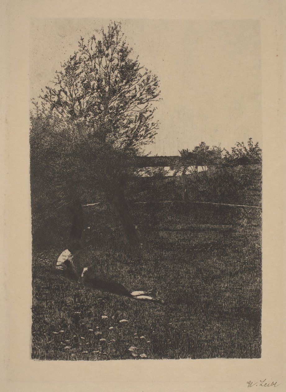 Äng med barn av Wilhelm Maria Hubertus Leibl