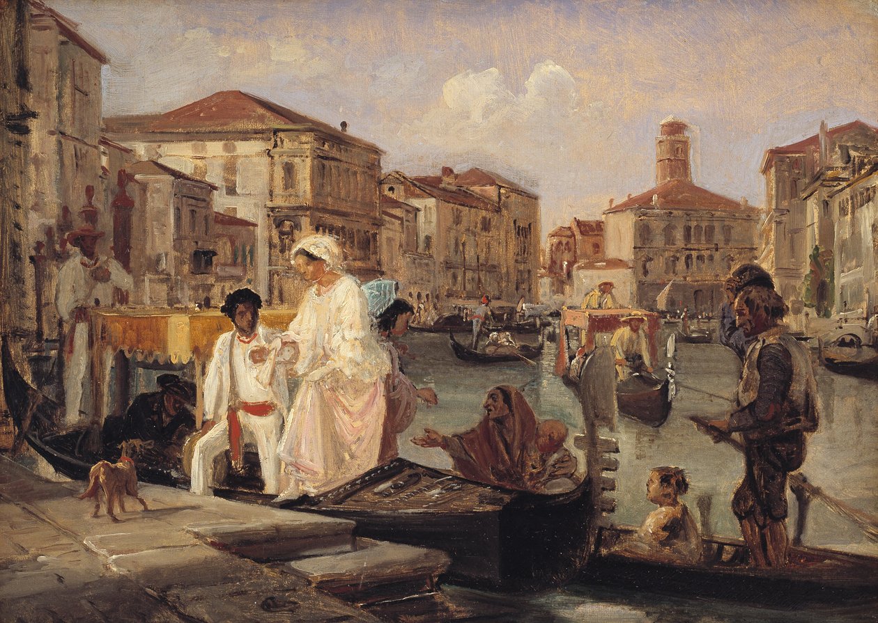 Avstigning från en gondol i Venedig av Wilhelm Marstrand