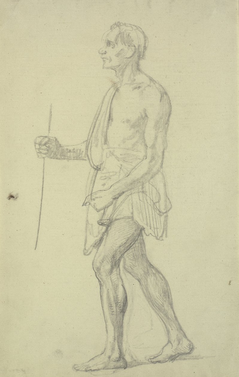 Figurstudie. Stående man i profil till vänster av Wilhelm Marstrand