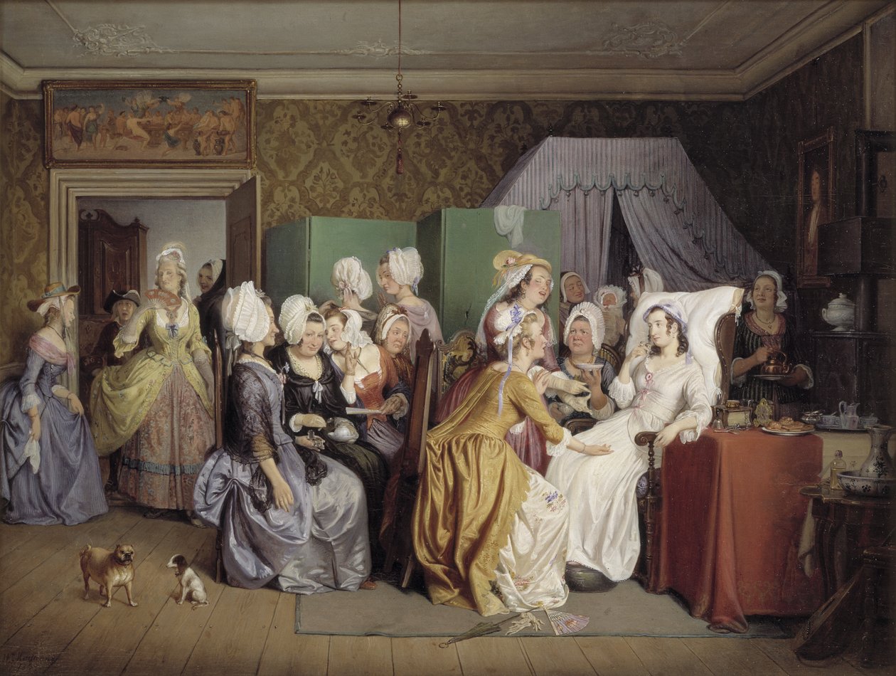 Scen från Ludwig Holbergs The Ligging-in Room av Wilhelm Marstrand