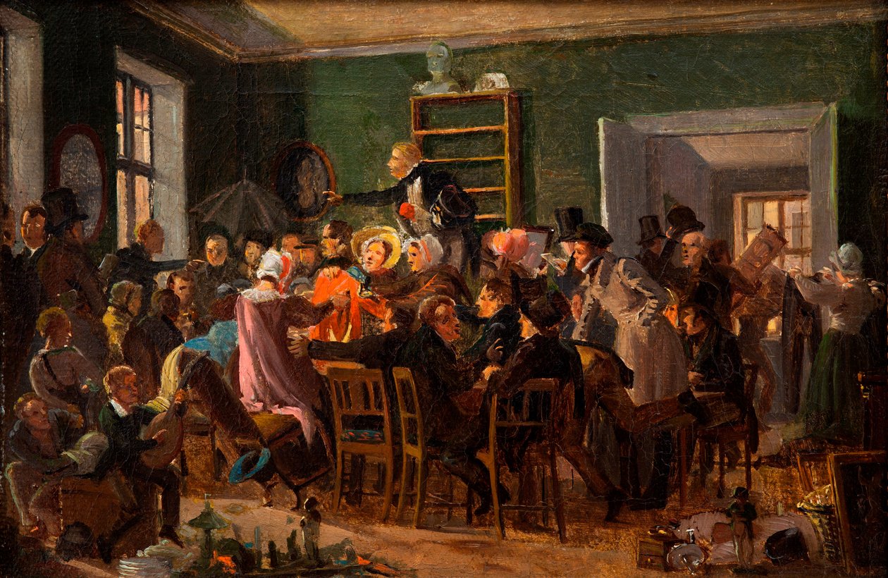 Scen från en auktion av Wilhelm Marstrand