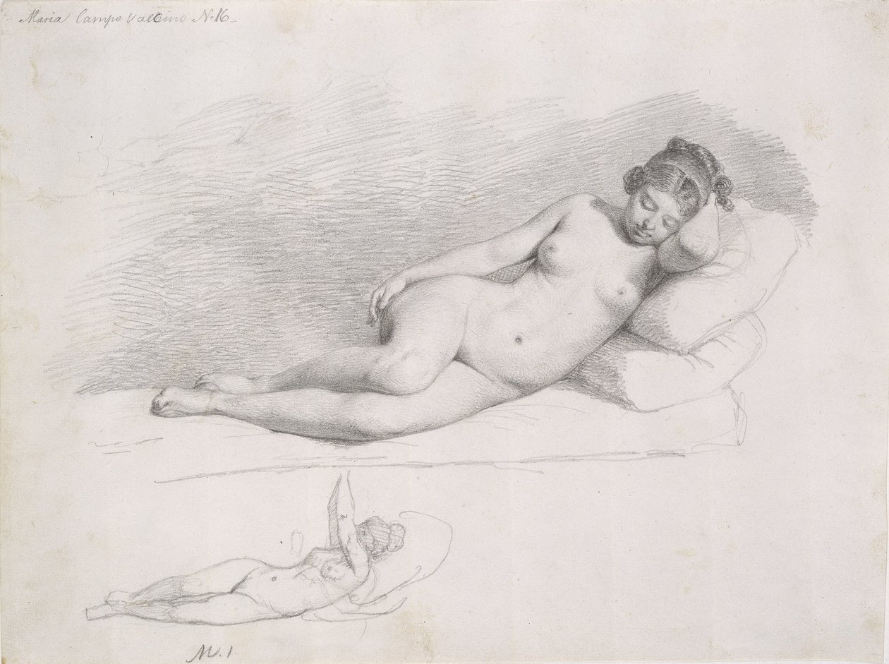 Två studier av en liggande kvinnlig modell av Wilhelm Marstrand