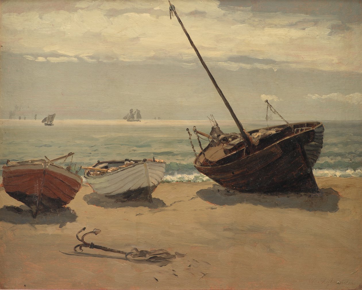 Båtar på stranden. Skagen av Wilhelm Xylander