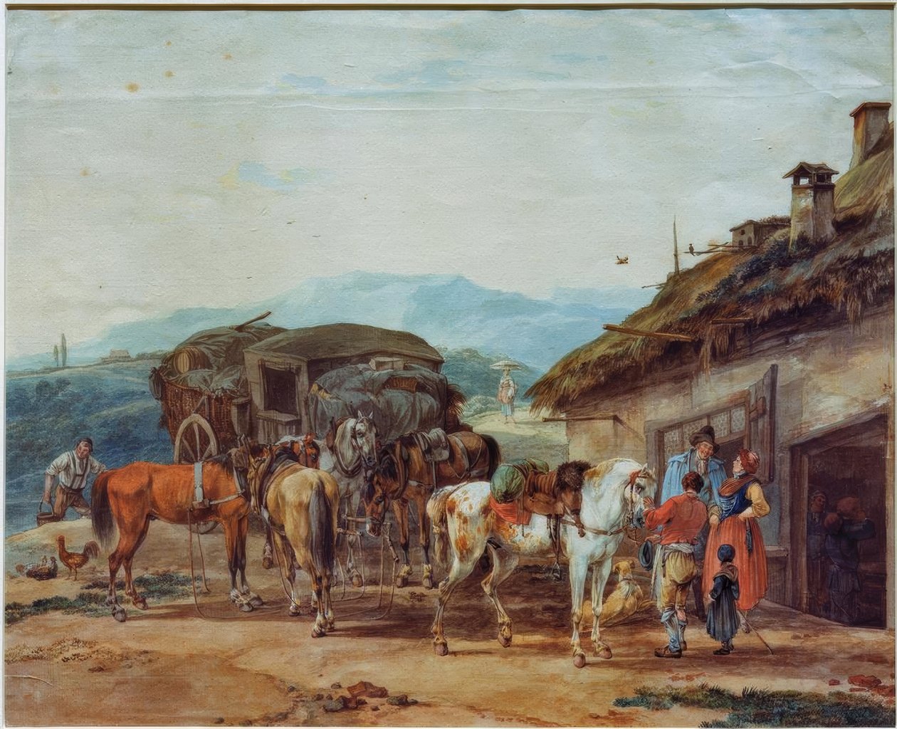 Byta häst i en turbil av Wilhelm von Kobell